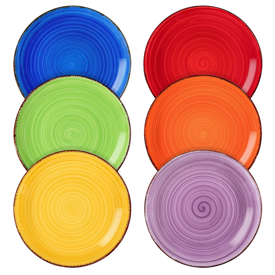 Vancasso Bonita Muticolor salad plate with blue swirl glaze, ideal for dessert.