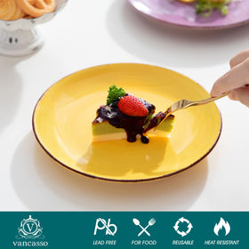 Vancasso Bonita Muticolor stoneware plate, strong and heat-friendly for hot dishes.
