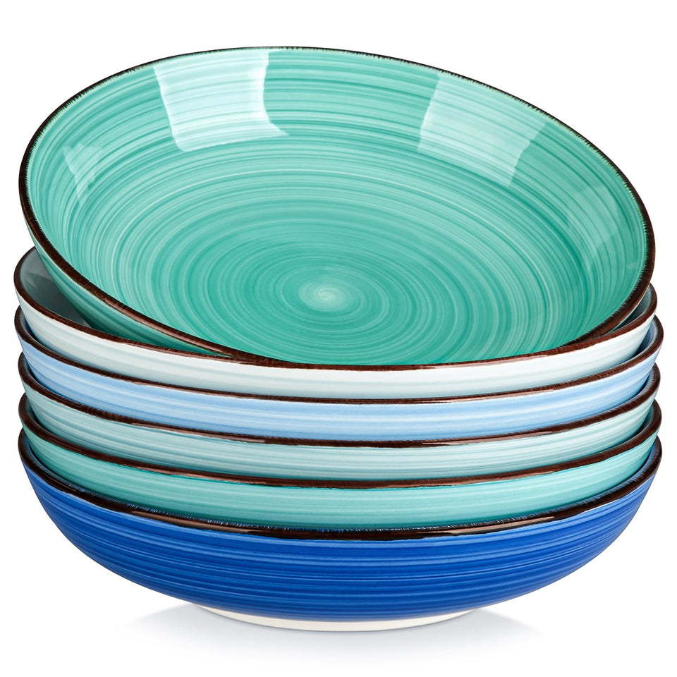 Vancasso Bonita 50oz pasta bowls in blue set for generous servings
