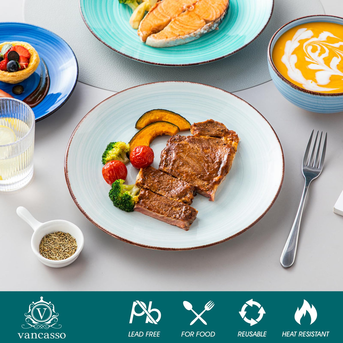 Vancasso Bonita spiral-pattern bowl featuring durable stoneware for daily meals.