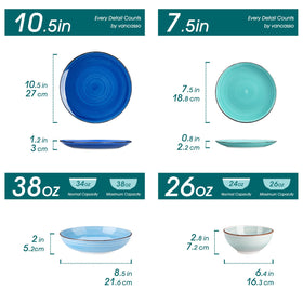 Vancasso Bonita spiral salad plate in blue, vibrant casual dining.