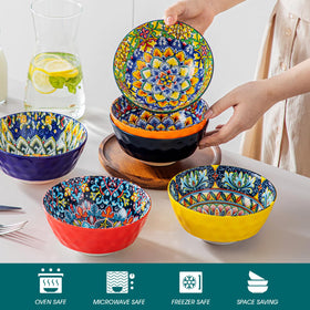Vancasso bowls feature a glossy interior and hammered exterior for grip.