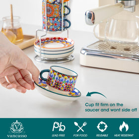 Vancasso ceramic cups with glossy glaze, durable and easy to clean