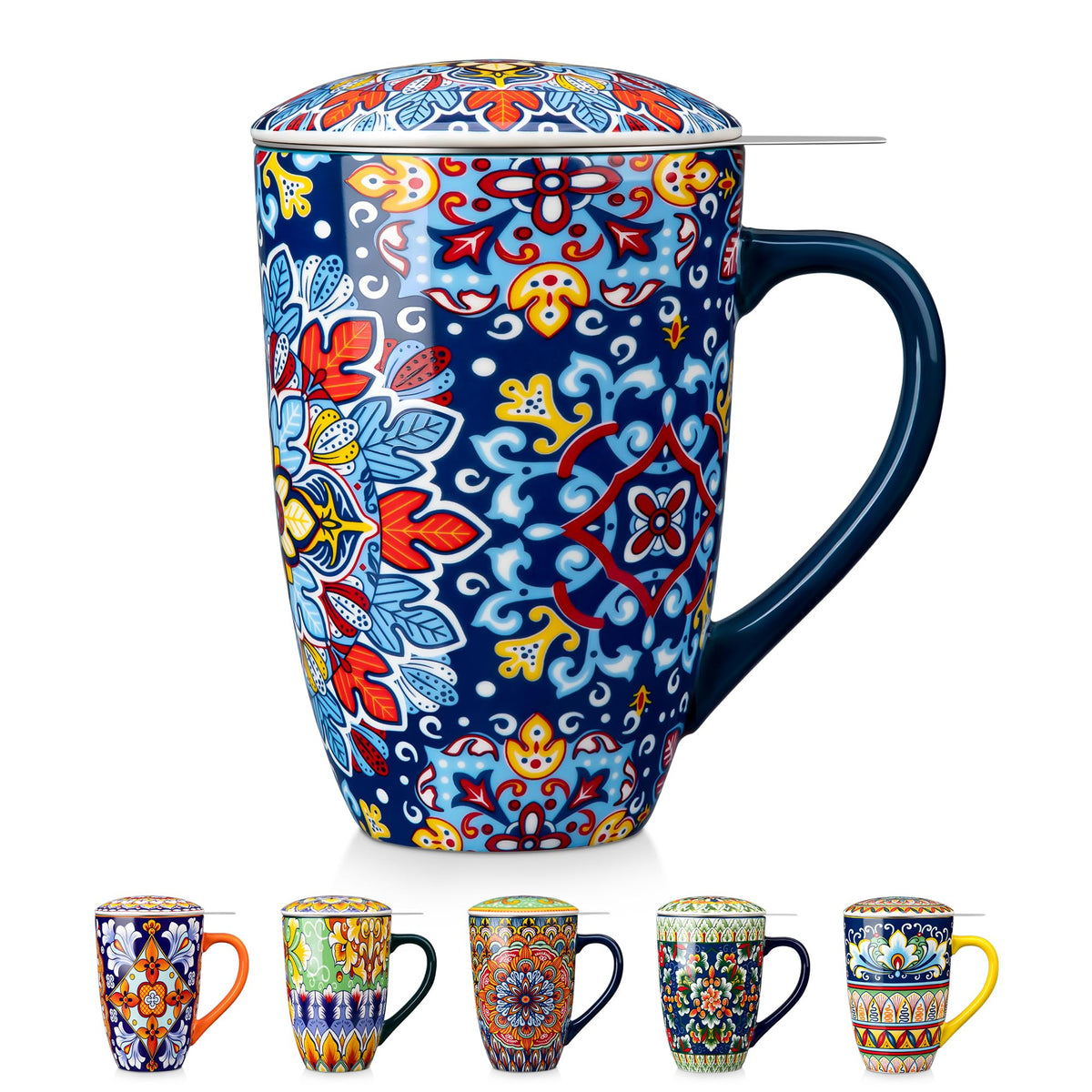 Vancasso ceramic tea mug with infuser and lid, 18oz capacity for loose leaf tea.
