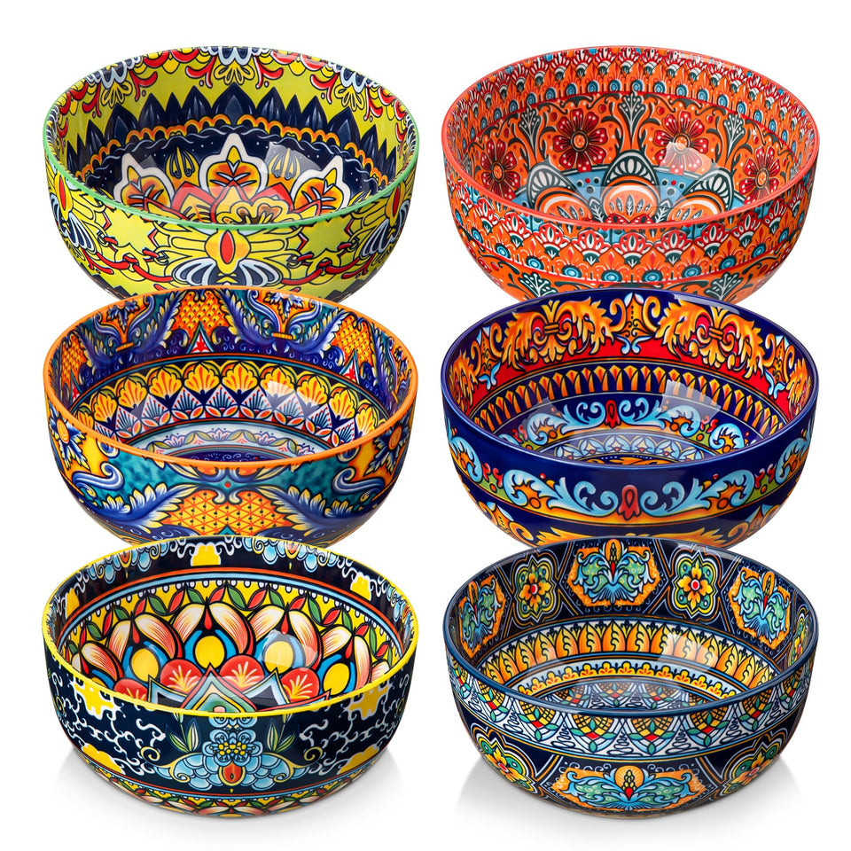 Vancasso cereal bowls set of six with colorful bohemian patterns for vibrant meals