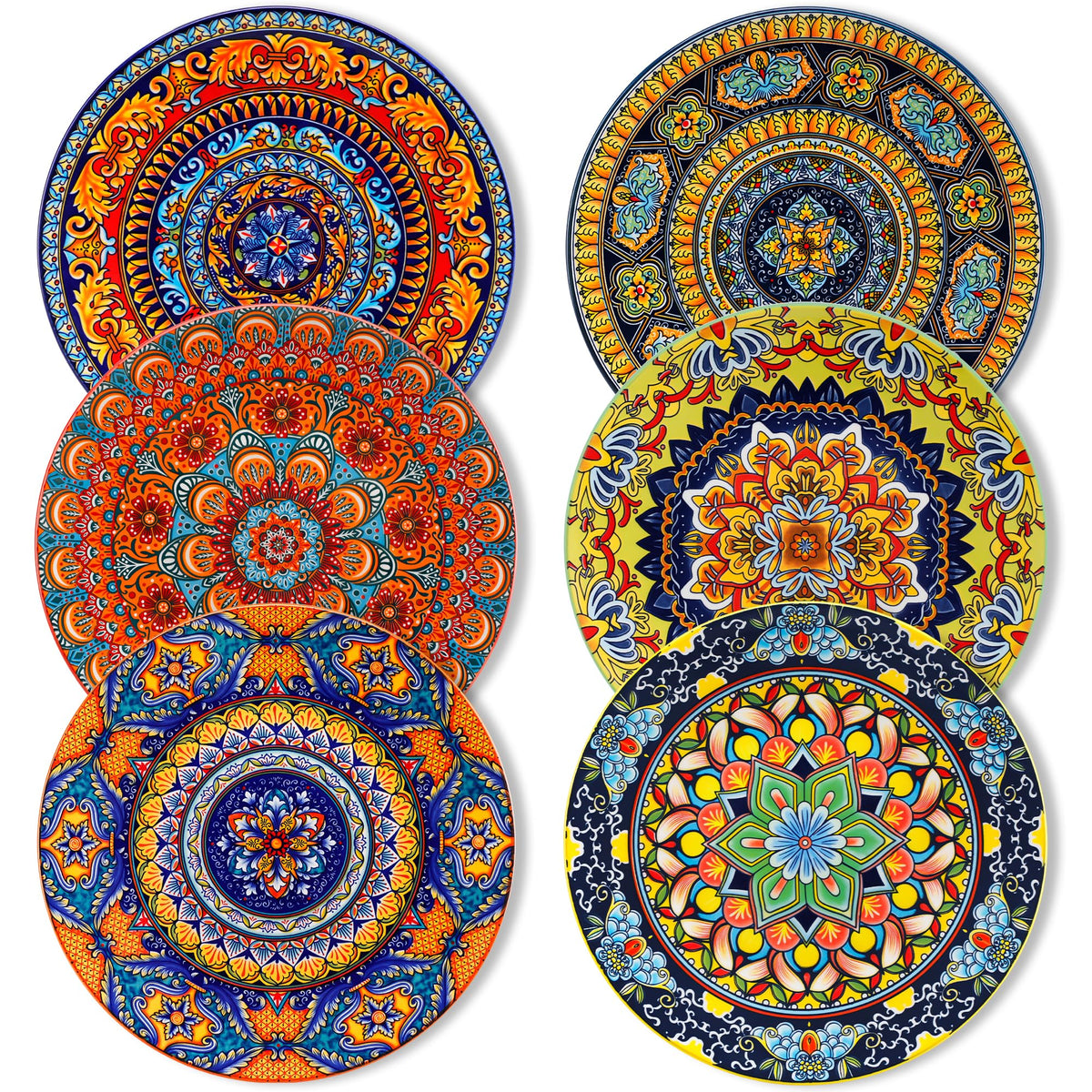 Vancasso Colorful 10.5-inch dinner plate with bohemian pattern for everyday meals.