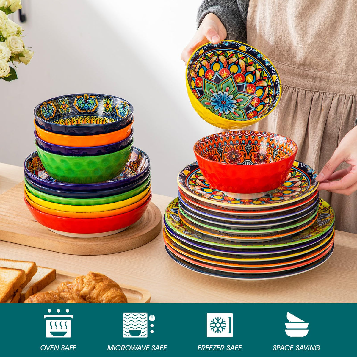Vancasso KRVI bohemian patterns highlight geometric details ideal for entertaining.