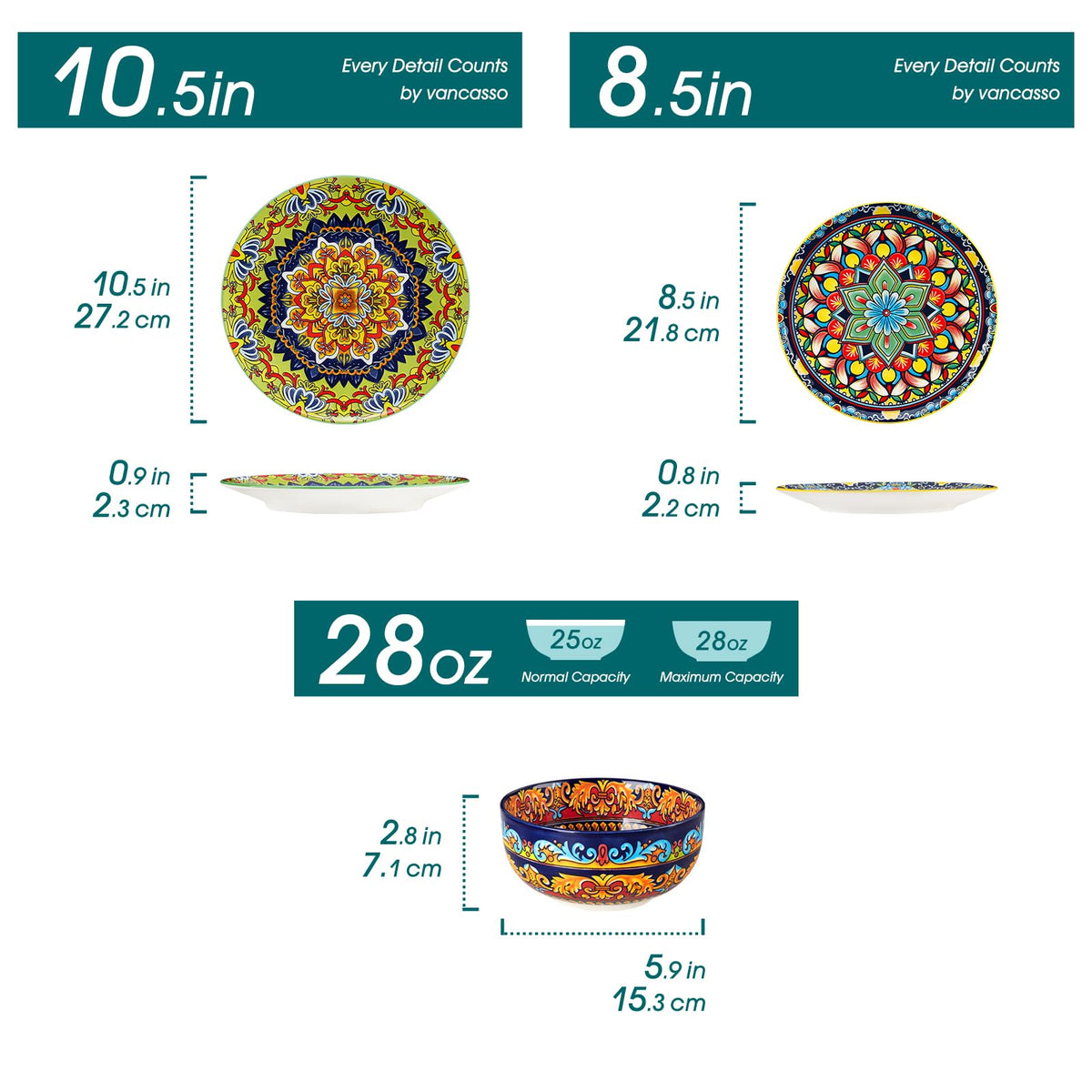 Vancasso KRVI cereal bowls 28oz ideal for everyday breakfasts
