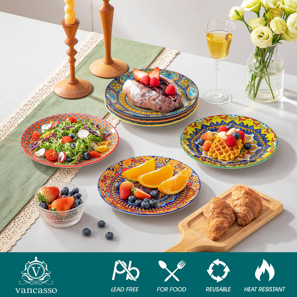 Vancasso KRVI porcelain plates built to last with chip-resistant glaze