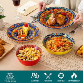 Vancasso KRVI dinnerware set presents coordinated Bohemian design for stylish dining.