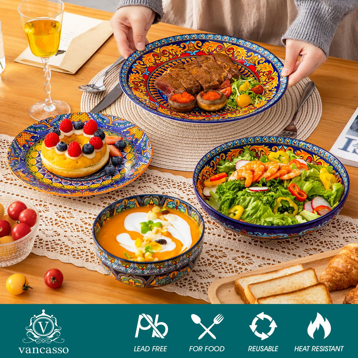 Vancasso KRVI porcelain set offers chip-resistant ceramic for daily use.