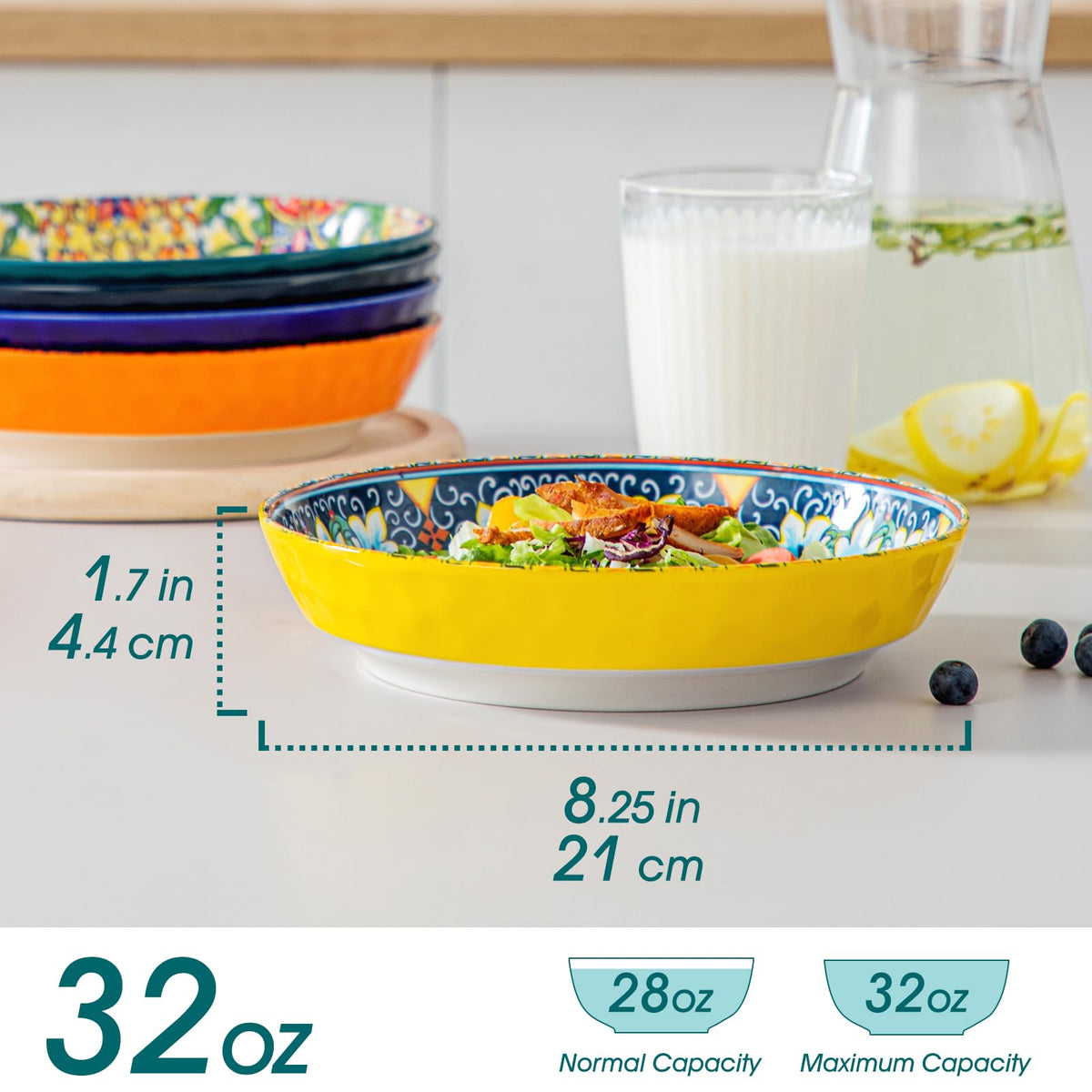 Vancasso large colorful ceramic bowls for salads and pasta