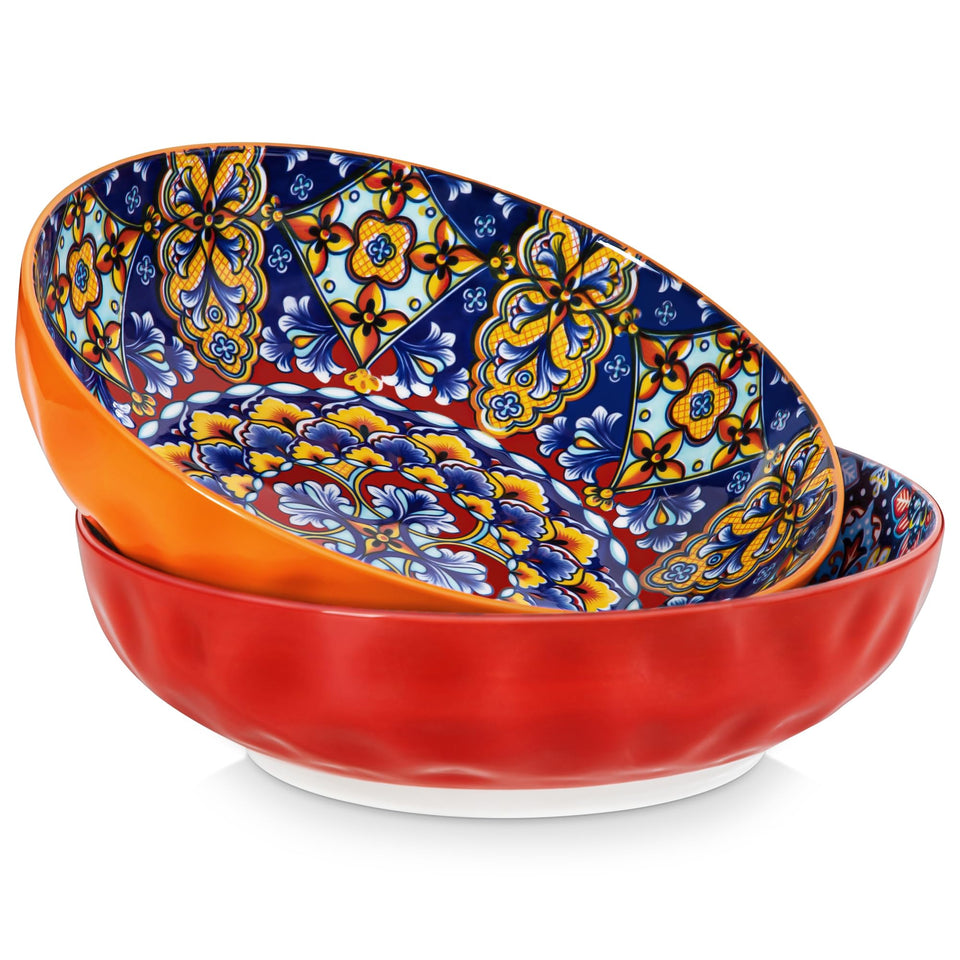 Vancasso large serving bowl boho red pattern ideal for salads and family meals