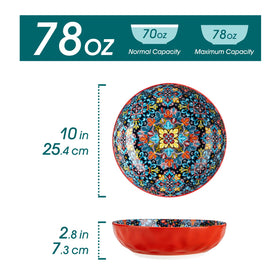 Vancasso large serving bowl boho red pattern suitable for fruit and pasta