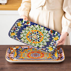 Vancasso microwave-safe ceramic platter handles hot dishes with ease.