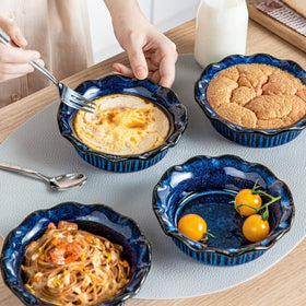 Vancasso blue mini pie pans adding rustic charm to the table