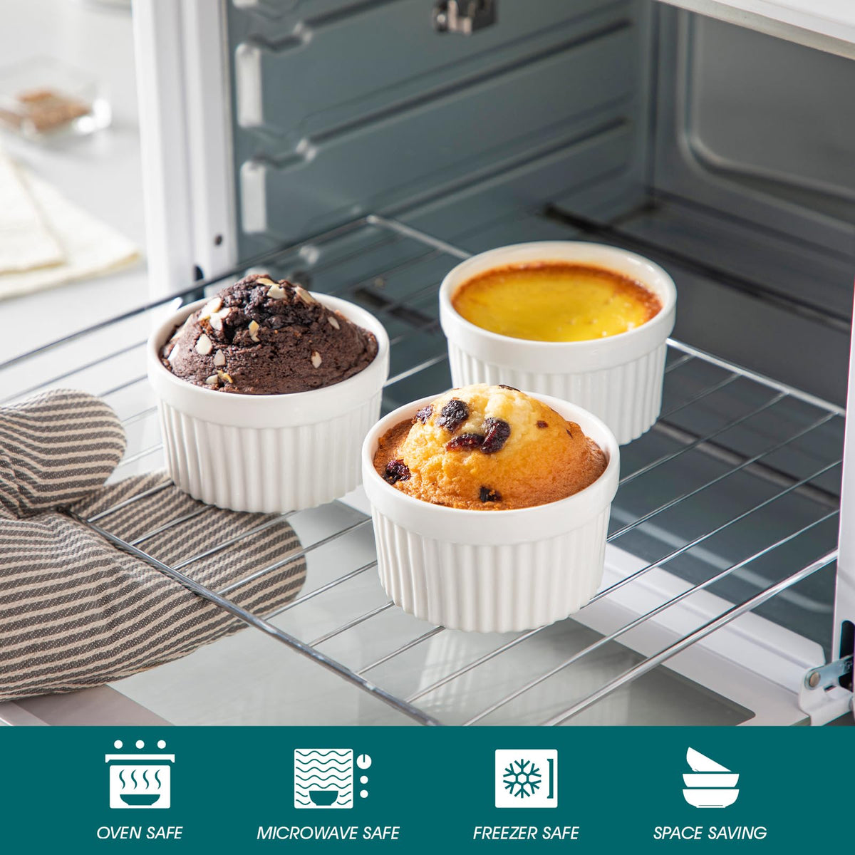 Vancasso oven microwave and freezer safe ramekins for versatile cooking