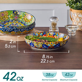Vancasso pasta bowls with colorful glaze close-up for festive table setting