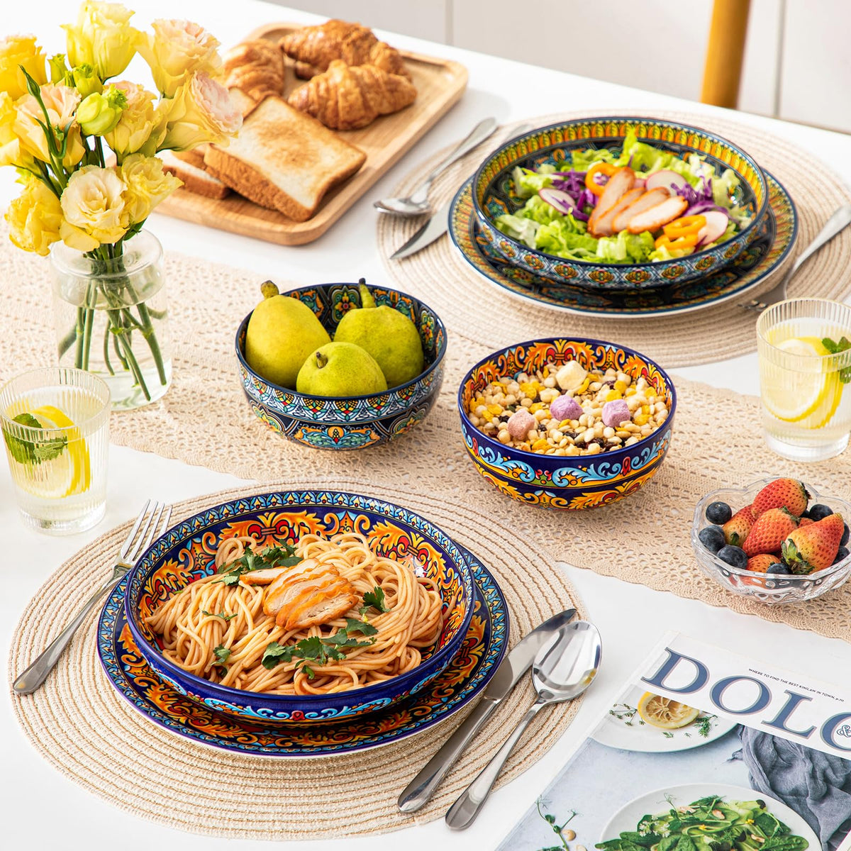 Vancasso pasta bowls set4, dishwasher-safe for easy cleaning