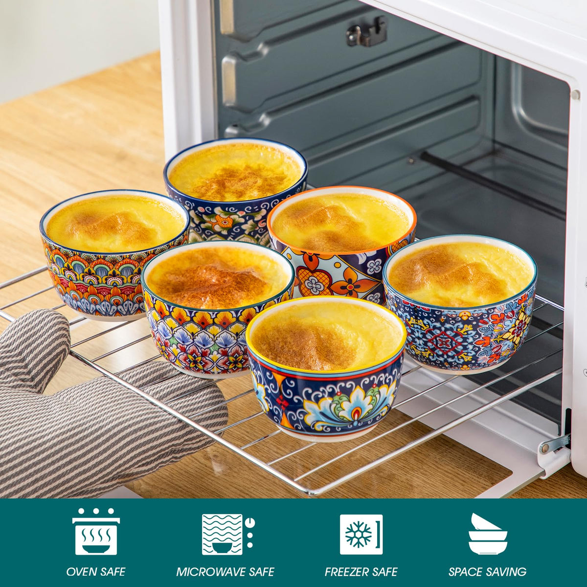 Vancasso porcelain ramekins are oven-safe and lead-free for everyday baking.