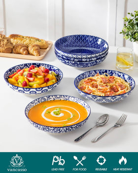 Vancasso porcelain salad bowl with 50oz capacity, durable and easy to clean
