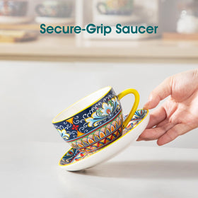 Vancasso saucer groove centers cup for stability during transport