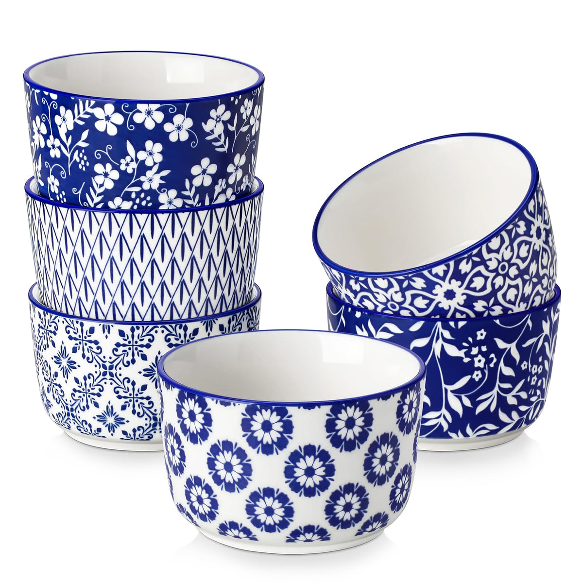 Vancasso Selene 6oz ramekins on a kitchen counter for quick serving and portioning.
