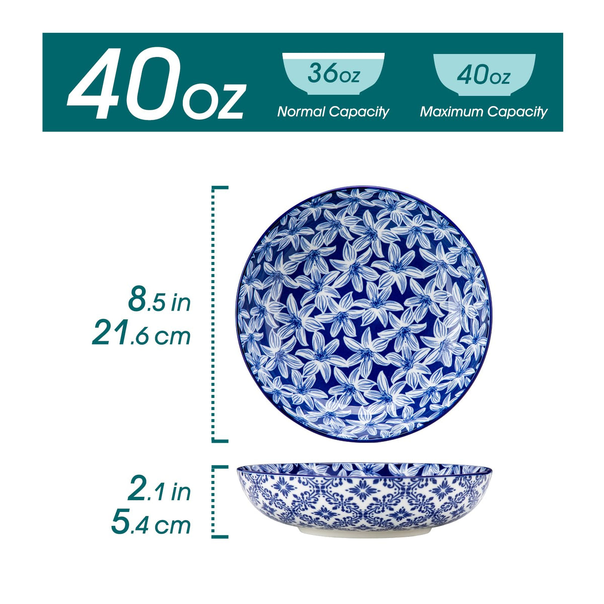 Vancasso Selene blue and white bowls suited for family meals and entertaining.