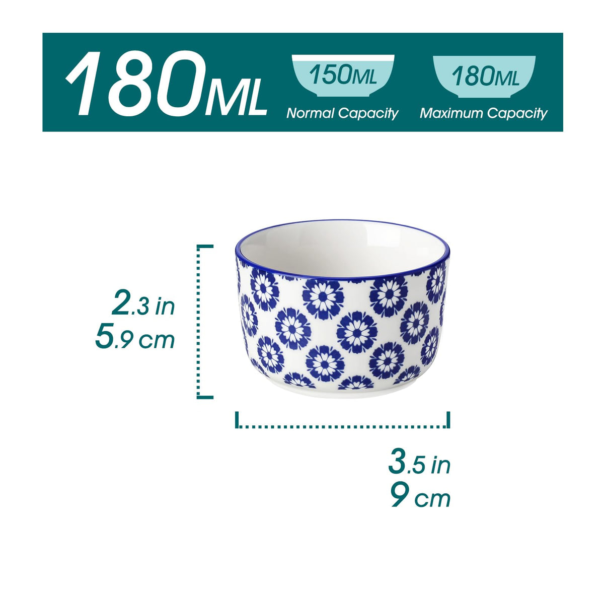 Vancasso Selene blue floral design showcased on each ramekin.