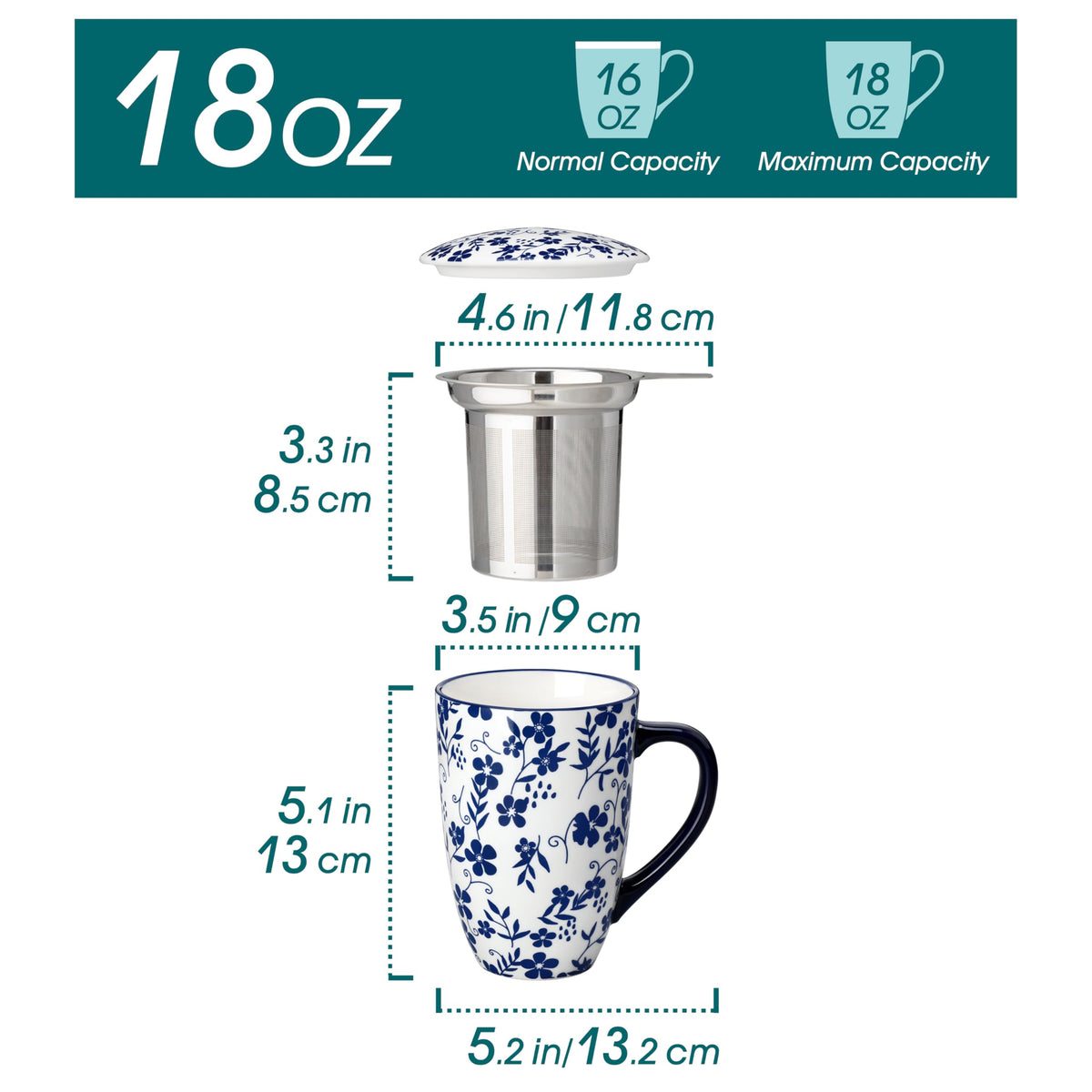 Vancasso Selene blue-and-white porcelain mug with floral motif