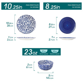 Vancasso Selene bowls blue pattern ideal for cereals and soups