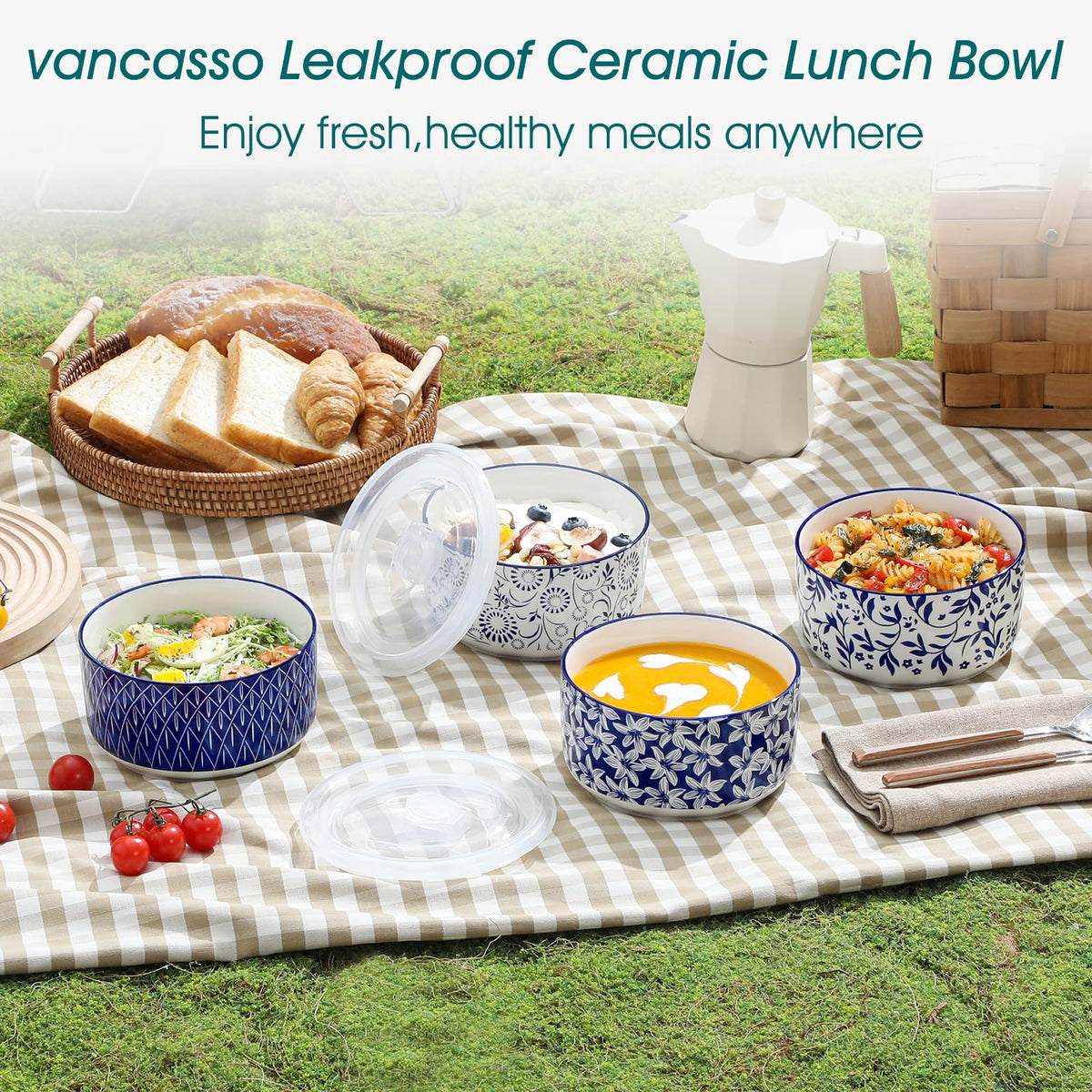 Vancasso SELENE bowls on a kitchen counter with fresh produce.