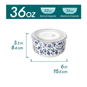 Vancasso SELENE 36oz bowls with lids showing airtight seal for freshness.
