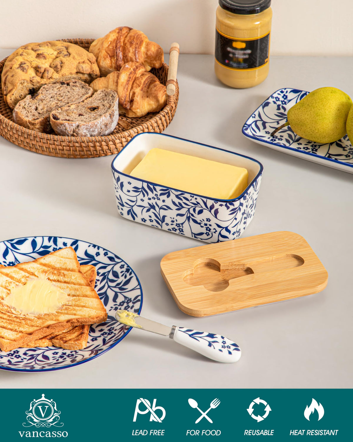 Vancasso Selene blue-and-white floral pattern enhances kitchen decor
