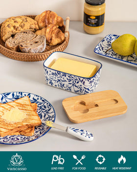 Vancasso Selene blue-and-white floral pattern enhances kitchen decor