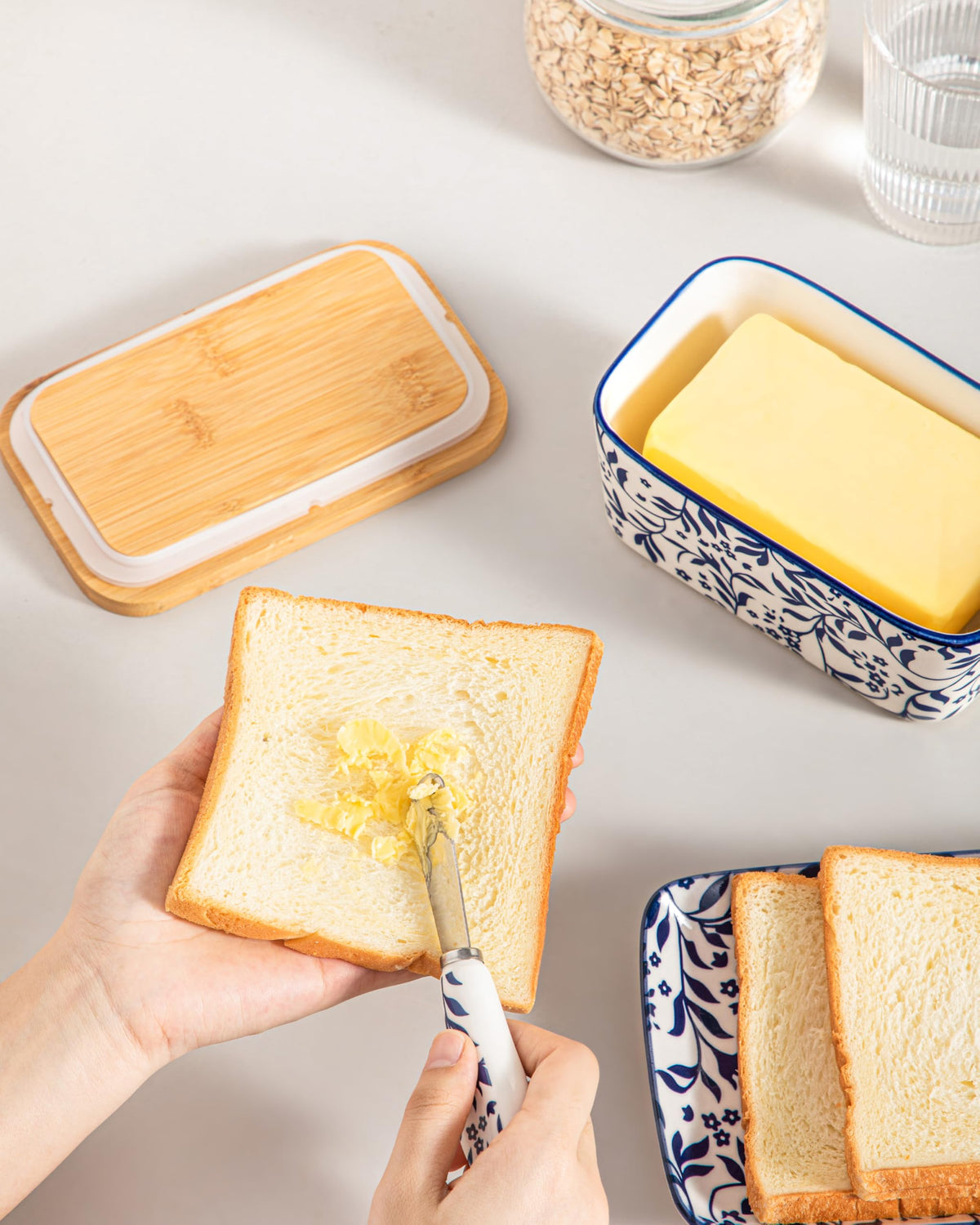 Vancasso Selene butter dish on counter featuring elegant pattern