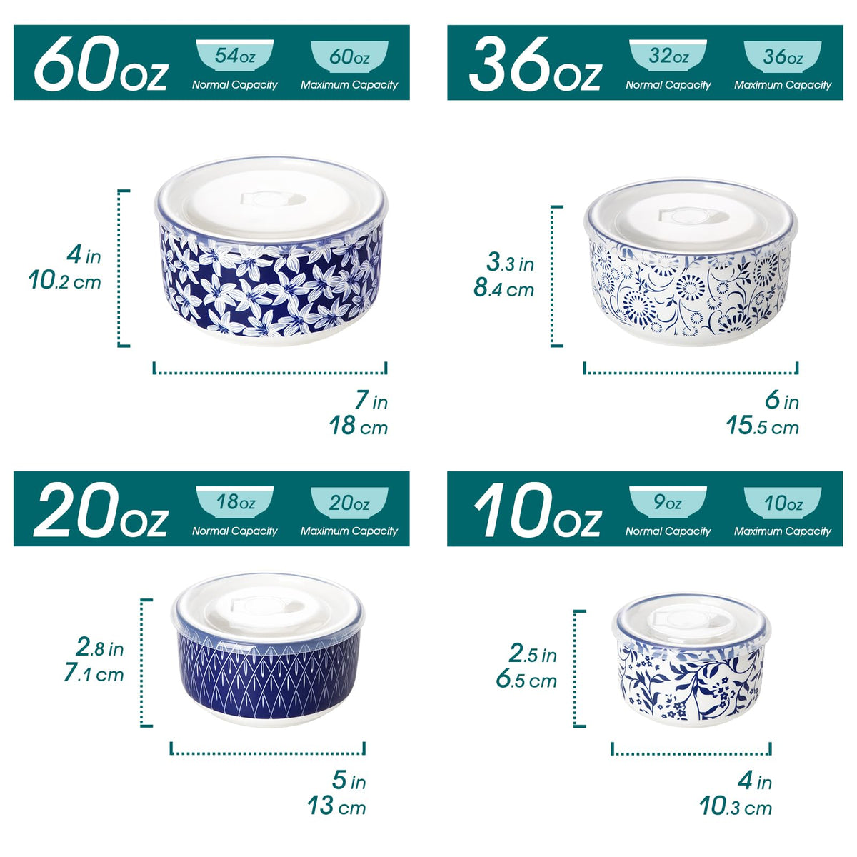 60oz Vancasso SELENE bowl with lid, ideal for large portions.