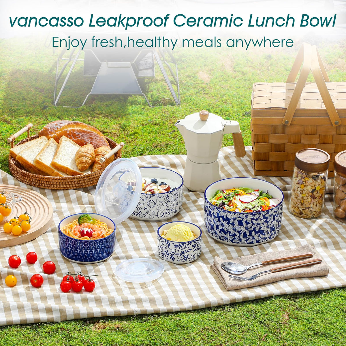 Vancasso SELENE bowls suit camping meals during outdoor adventures.