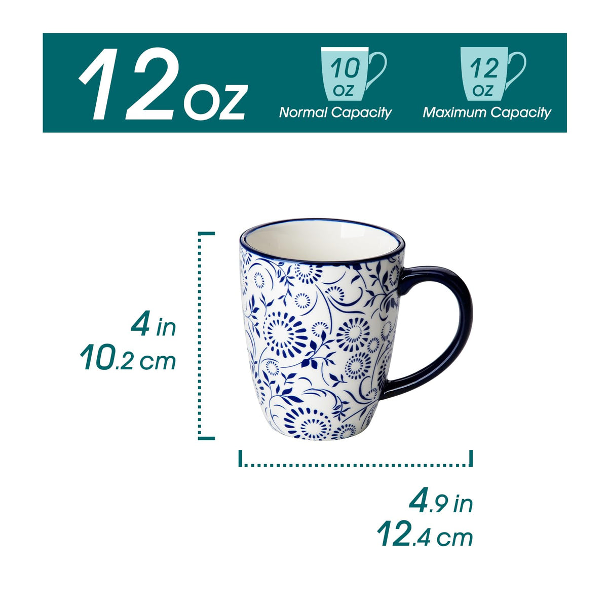 Vancasso SELENE 12oz mug showing generous serving for coffee or tea.