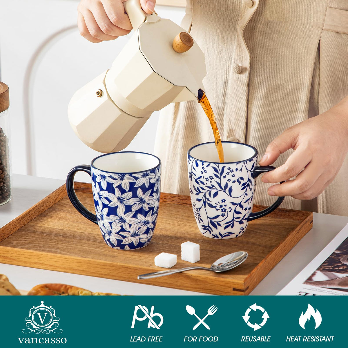 Vancasso SELENE mug featuring an ergonomic handle for easy grip.