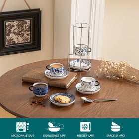 Vancasso Selene stackable cups saving cabinet space in small kitchens.