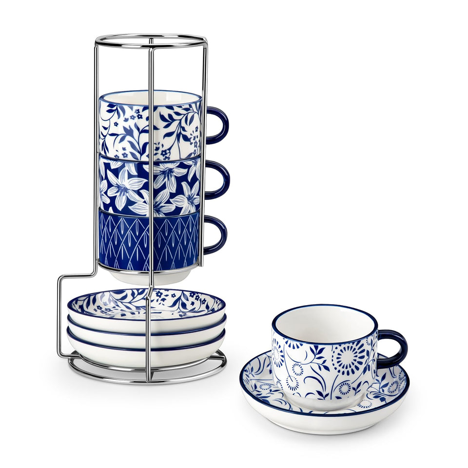Vancasso Selene espresso cups in vintage blue for refined espresso moments.
