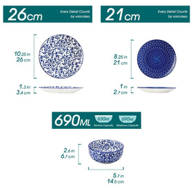 Vancasso Selene porcelain bowls with floral motifs for cereals and soups