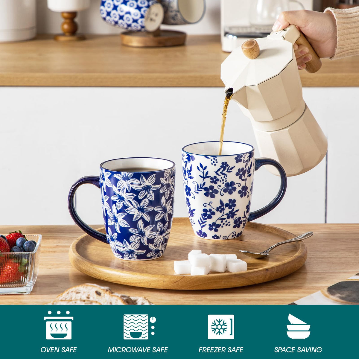 Vancasso Selene large-capacity mug ready for cappuccino or tea.