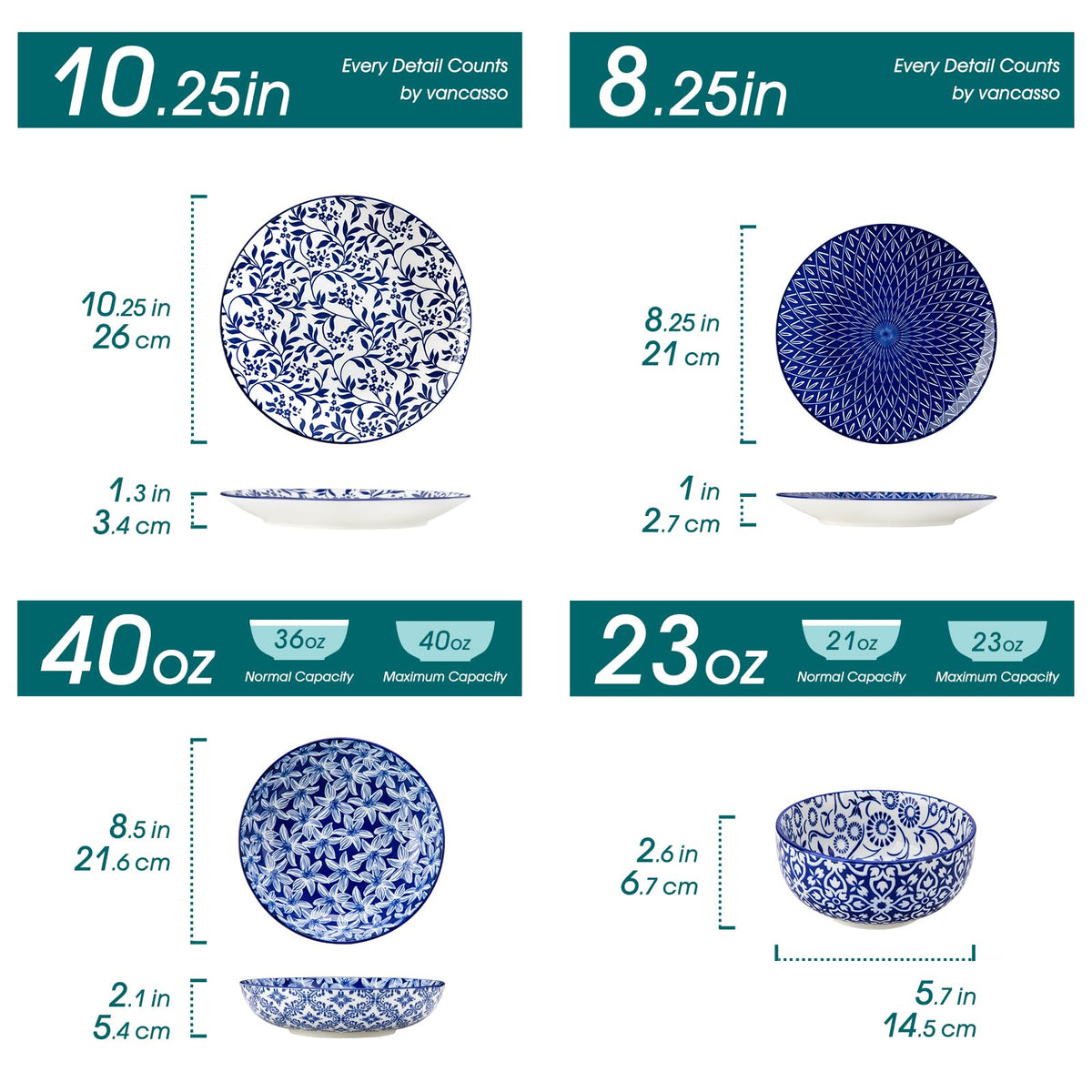 Vancasso Selene soup bowls with floral patterns for elegant meals.