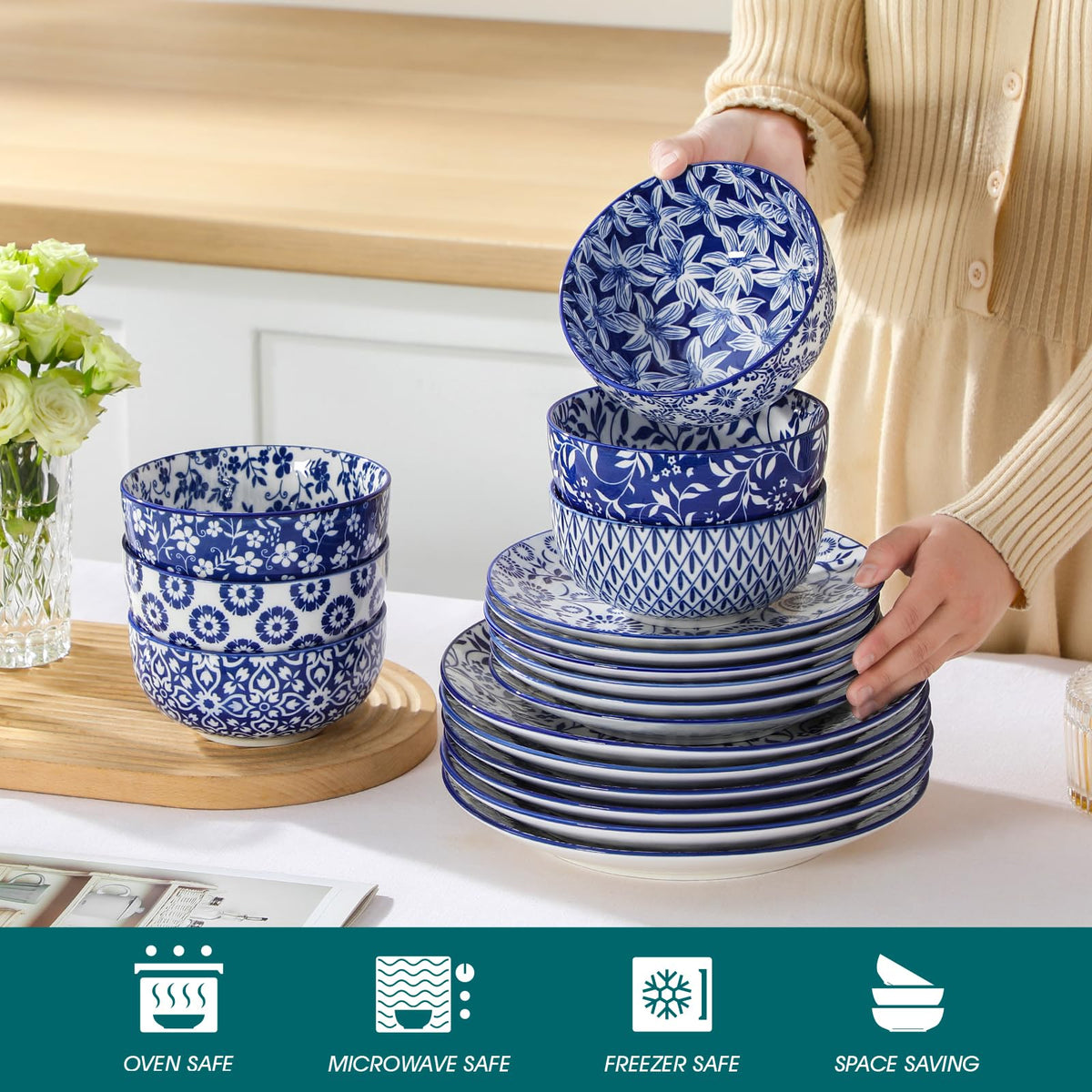 Selene stackable plates save cabinet space without sacrificing style