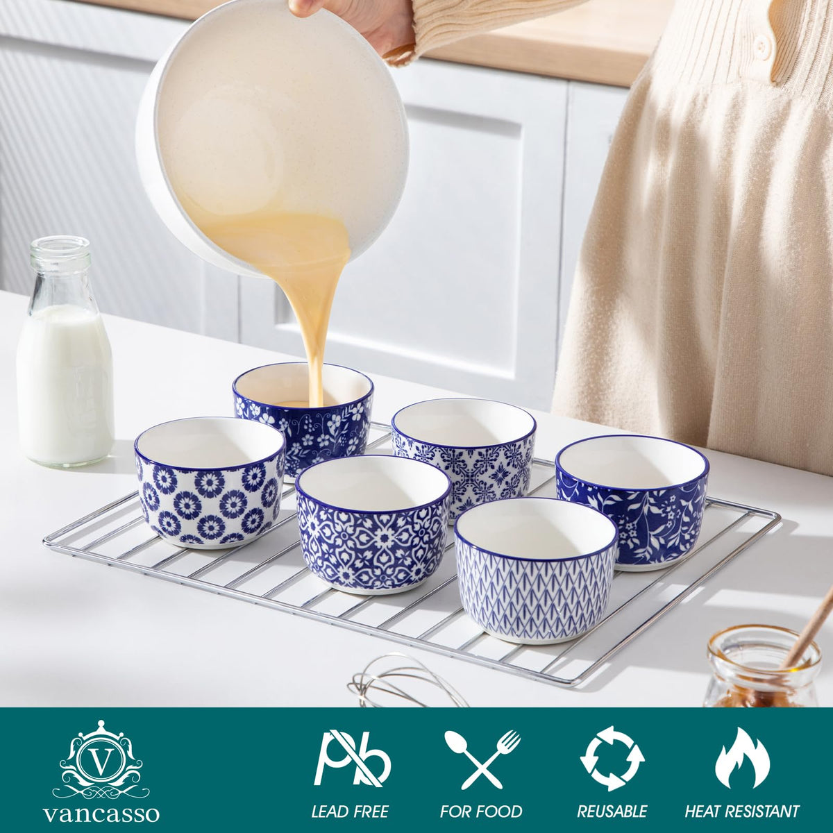 Vancasso Selene stackable ramekins save space in small kitchens.