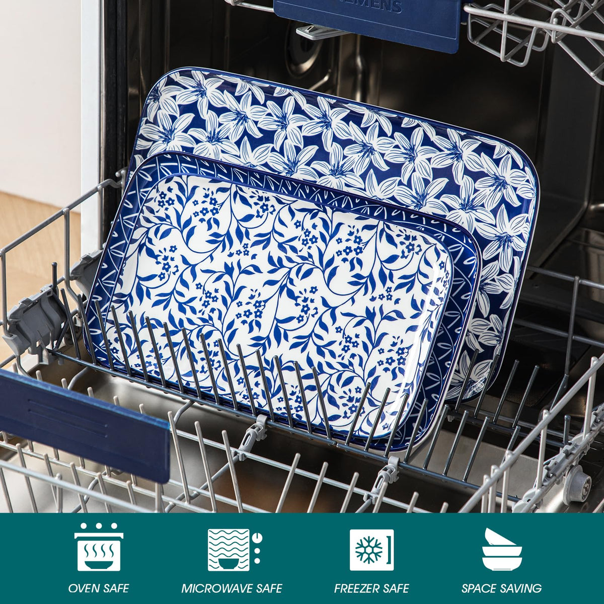 Vancasso Selene stackable trays save storage space when not in use.