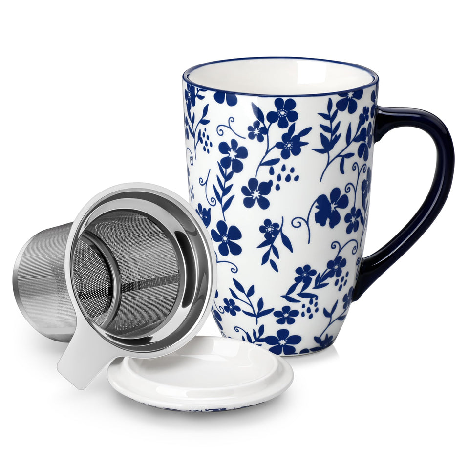 Vancasso Selene tea mug with infuser and lid for effortless steeping