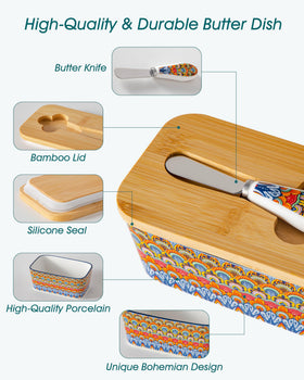 Vancasso SIMI 6-5-inch butter dish fits standard sticks and butter types.